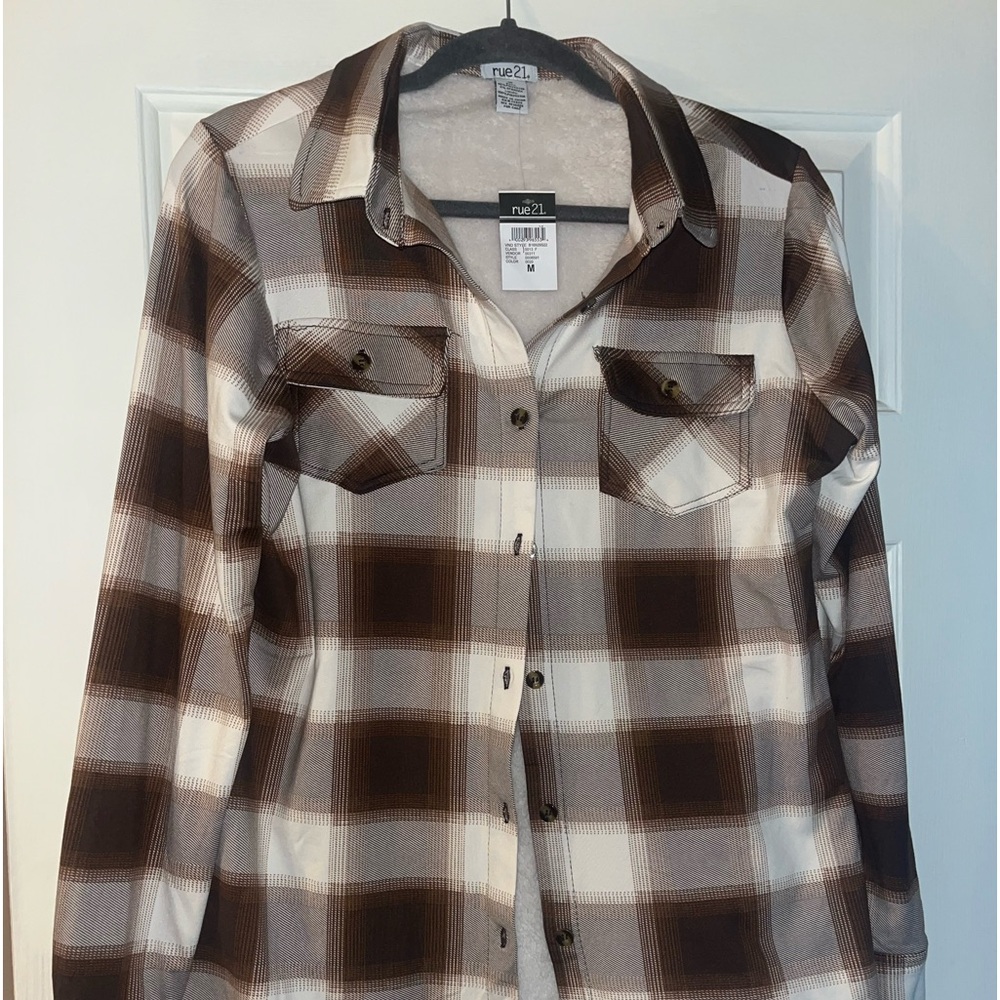 New With Tags Brown and Tan Flannel - Never Worn Before - Great Quality